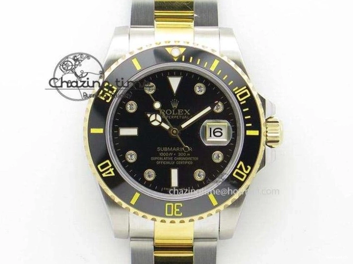 Black A2836 LN YG Submariner SS Bracelet Markers on Dial Diamonds 116613 0418